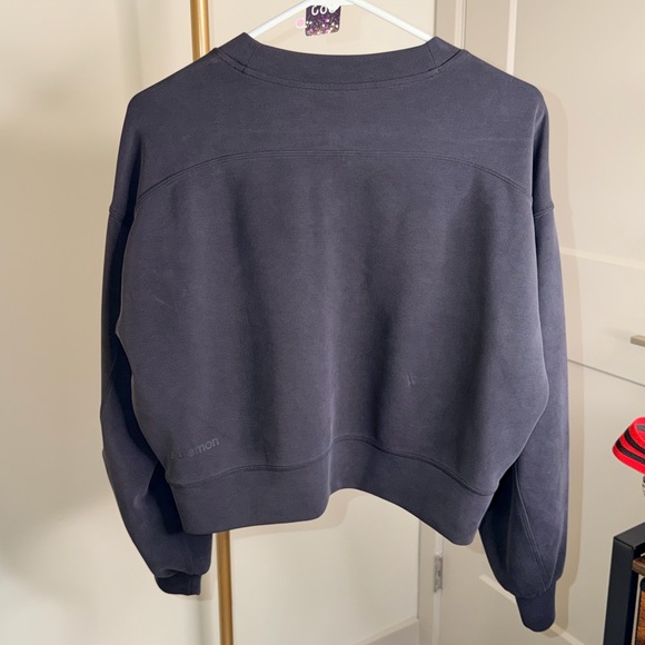 83. Lululemon Perfectly Oversized Cropped Crew *Softstreme in Black - Picture 4 of 6